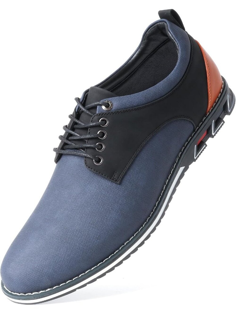 Men's Blue Wide Comfortable Lace-up Leather Business Orthopedic Oxford Shoes